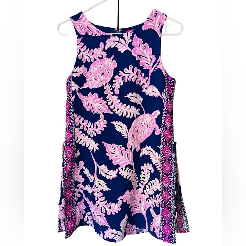 LILLY PULITZER WOMEN’S NAVY & PINK DRESS WITH BUILT IN SHORTS SIZE 0 VERY CUTE